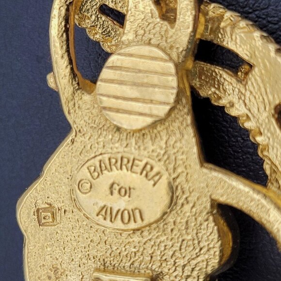 VTG Barrera for Avon Clip-On Earrings Goldtone Black Lucite Stones Rhinestones - Picture 7 of 7